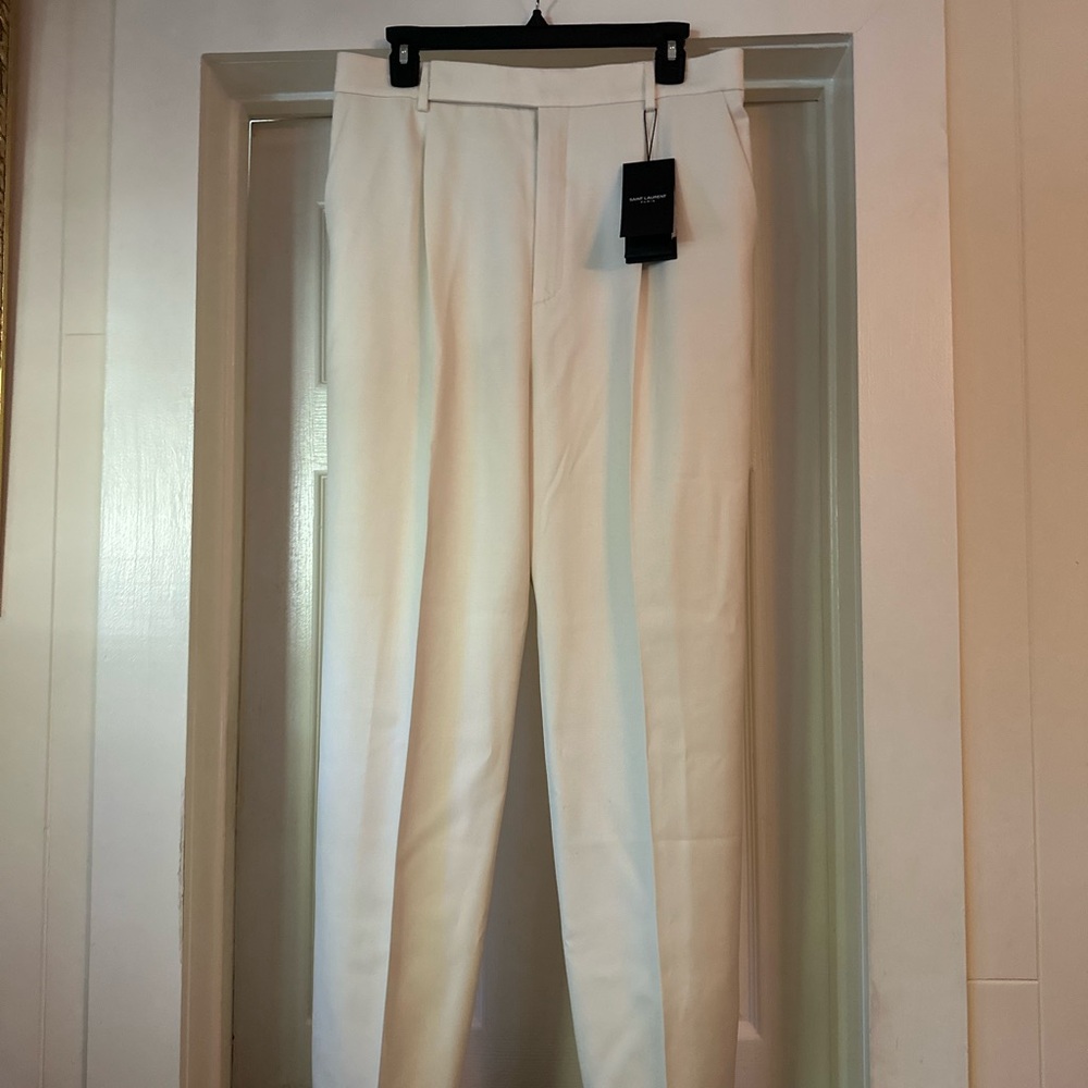 Saint Laurent Classic White Straight Leg Pants